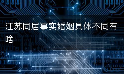 江苏同居事实婚姻具体不同有啥