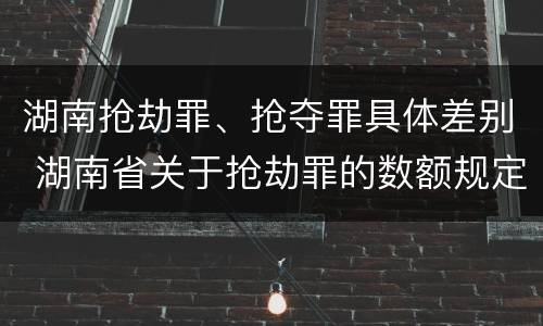 湖南抢劫罪、抢夺罪具体差别 湖南省关于抢劫罪的数额规定