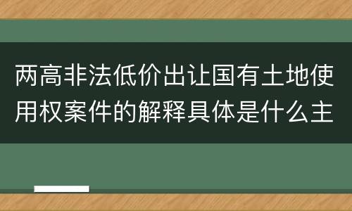 两高非法低价出让国有土地使用权案件的解释具体是什么主要规定