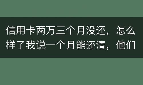 信用卡两万三个月没还，怎么样了我说一个月能还清，他们及了能坐牢吗