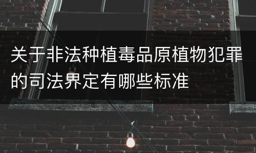关于非法种植毒品原植物犯罪的司法界定有哪些标准