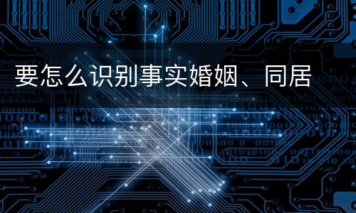 要怎么识别事实婚姻、同居