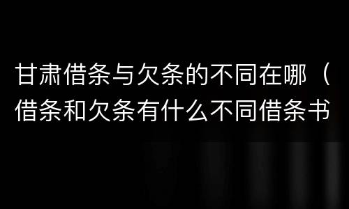 甘肃借条与欠条的不同在哪（借条和欠条有什么不同借条书写）