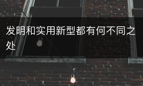 发明和实用新型都有何不同之处