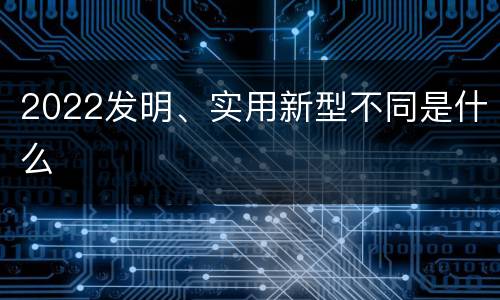 2022发明、实用新型不同是什么
