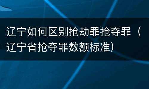 辽宁如何区别抢劫罪抢夺罪（辽宁省抢夺罪数额标准）