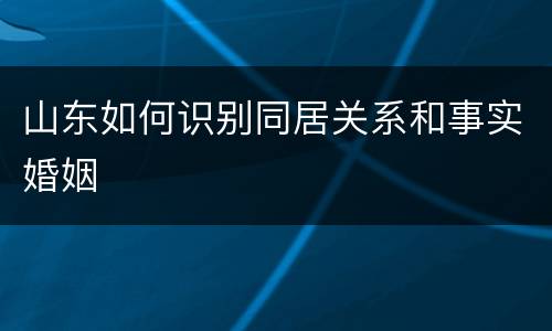 山东如何识别同居关系和事实婚姻