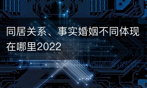 同居关系、事实婚姻不同体现在哪里2022