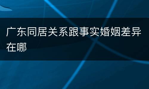 广东同居关系跟事实婚姻差异在哪