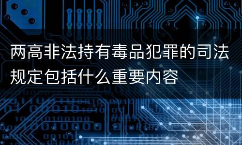 两高非法持有毒品犯罪的司法规定包括什么重要内容