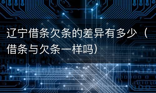 辽宁借条欠条的差异有多少（借条与欠条一样吗）