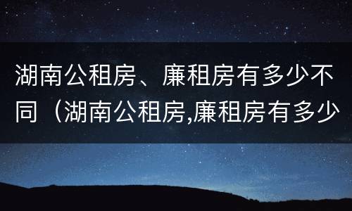 湖南公租房、廉租房有多少不同（湖南公租房,廉租房有多少不同的房子）