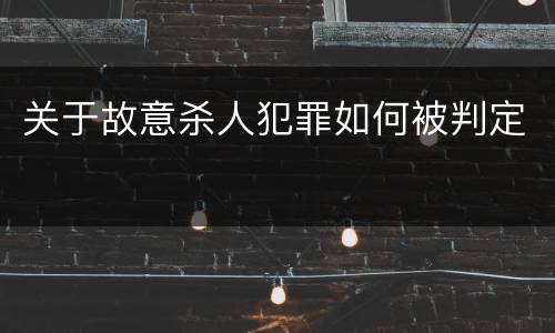 关于故意杀人犯罪如何被判定