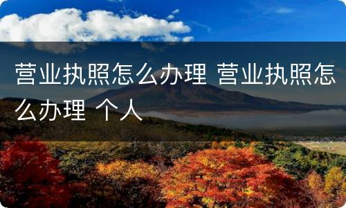 营业执照怎么办理 营业执照怎么办理 个人