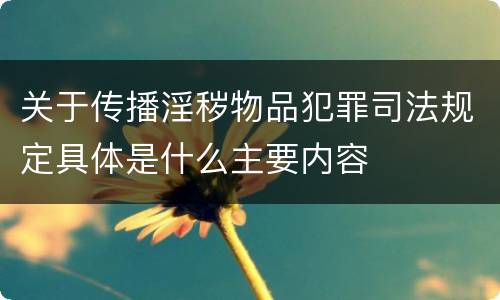关于传播淫秽物品犯罪司法规定具体是什么主要内容