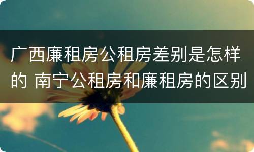 广西廉租房公租房差别是怎样的 南宁公租房和廉租房的区别