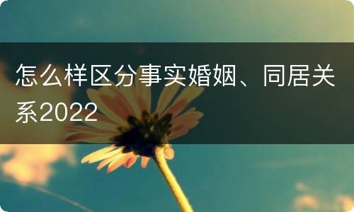 怎么样区分事实婚姻、同居关系2022