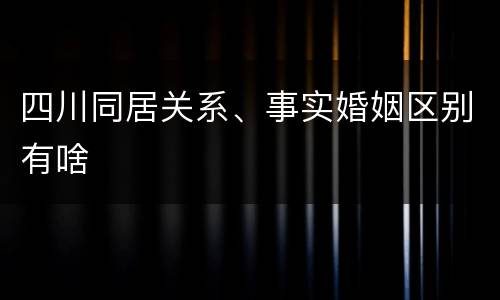 四川同居关系、事实婚姻区别有啥