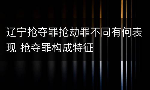 辽宁抢夺罪抢劫罪不同有何表现 抢夺罪构成特征