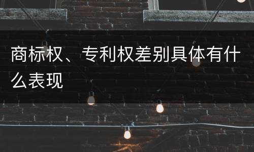 商标权、专利权差别具体有什么表现