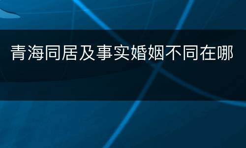 青海同居及事实婚姻不同在哪