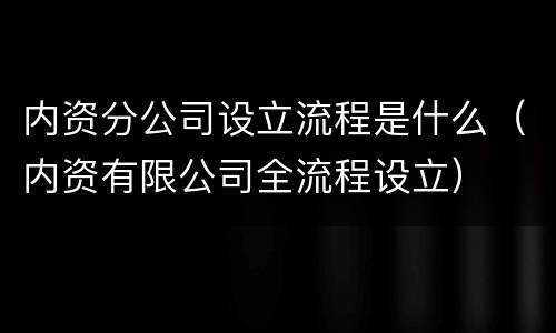 内资分公司设立流程是什么（内资有限公司全流程设立）