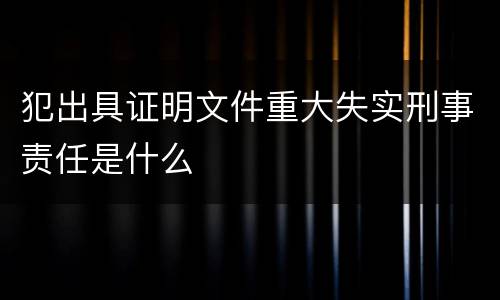 犯出具证明文件重大失实刑事责任是什么