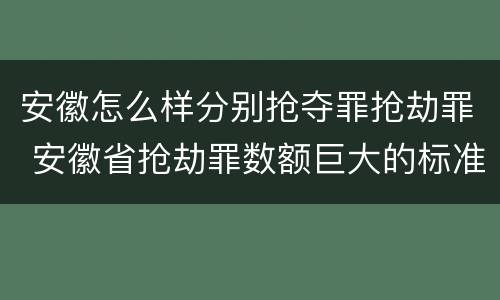 安徽怎么样分别抢夺罪抢劫罪 安徽省抢劫罪数额巨大的标准
