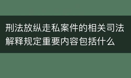 刑法放纵走私案件的相关司法解释规定重要内容包括什么