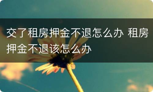 交了租房押金不退怎么办 租房押金不退该怎么办