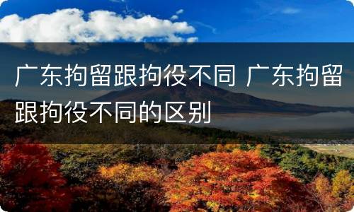 广东拘留跟拘役不同 广东拘留跟拘役不同的区别