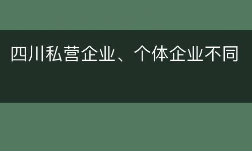 四川私营企业、个体企业不同