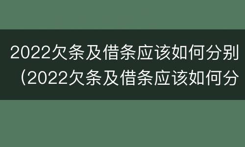 2022欠条及借条应该如何分别（2022欠条及借条应该如何分别还款）