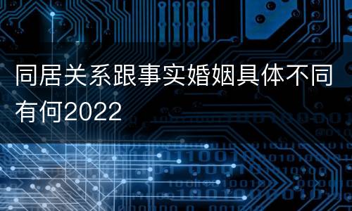 同居关系跟事实婚姻具体不同有何2022