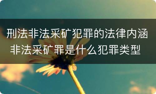 刑法非法采矿犯罪的法律内涵 非法采矿罪是什么犯罪类型