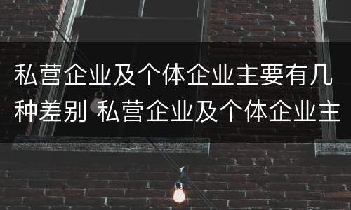 私营企业及个体企业主要有几种差别 私营企业及个体企业主要有几种差别是什么