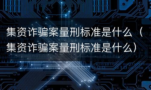集资诈骗案量刑标准是什么（集资诈骗案量刑标准是什么）