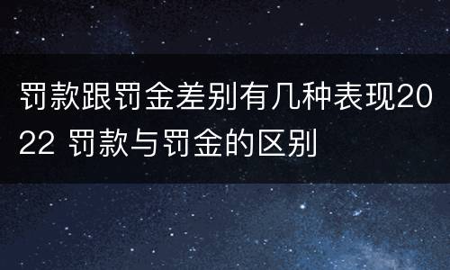 罚款跟罚金差别有几种表现2022 罚款与罚金的区别