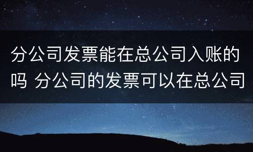 分公司发票能在总公司入账的吗 分公司的发票可以在总公司入账吗