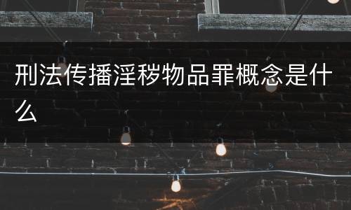 刑法传播淫秽物品罪概念是什么