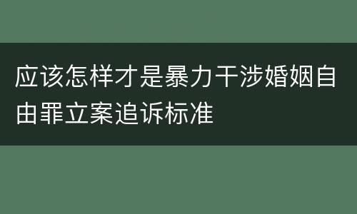 应该怎样才是暴力干涉婚姻自由罪立案追诉标准