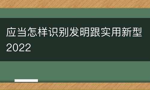 应当怎样识别发明跟实用新型2022