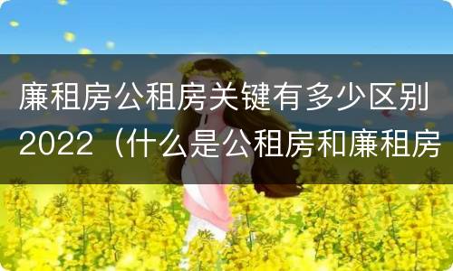 廉租房公租房关键有多少区别2022（什么是公租房和廉租房）