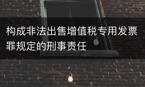 构成非法出售增值税专用发票罪规定的刑事责任