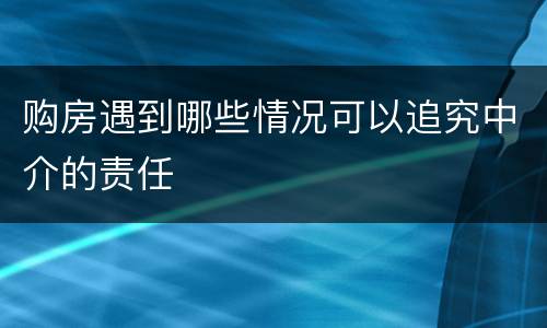 购房遇到哪些情况可以追究中介的责任