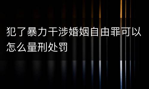 犯了暴力干涉婚姻自由罪可以怎么量刑处罚