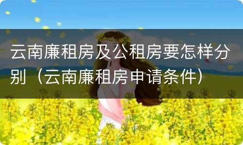 云南廉租房及公租房要怎样分别（云南廉租房申请条件）