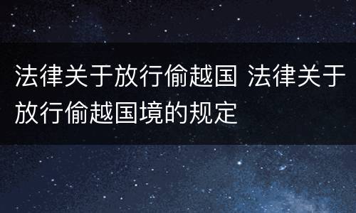 法律关于放行偷越国 法律关于放行偷越国境的规定