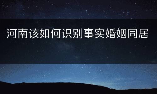 河南该如何识别事实婚姻同居