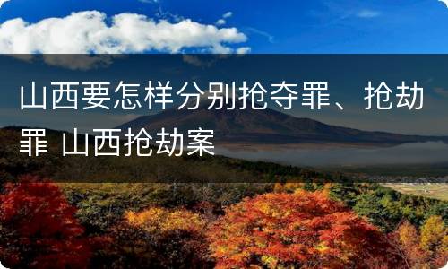 山西要怎样分别抢夺罪、抢劫罪 山西抢劫案